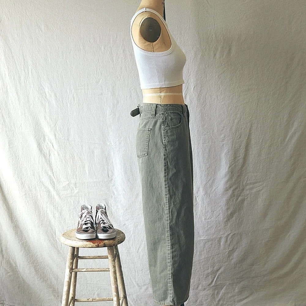 RSQ Green Wide Leg Pants High Waisted Flowy - Picture 3 of 6